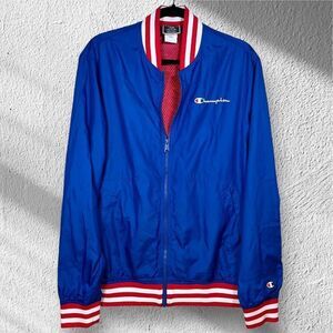 CHAMPION Men’s Satin Baseball Windbreaker Jacket, Men’s Large